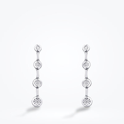 0.04 Karat Pırlanta Yuvarlak Taşlı Küpe - 2