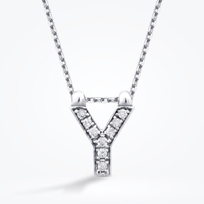 0.05 Karat Pırlanta Y Harf Kolye - 2