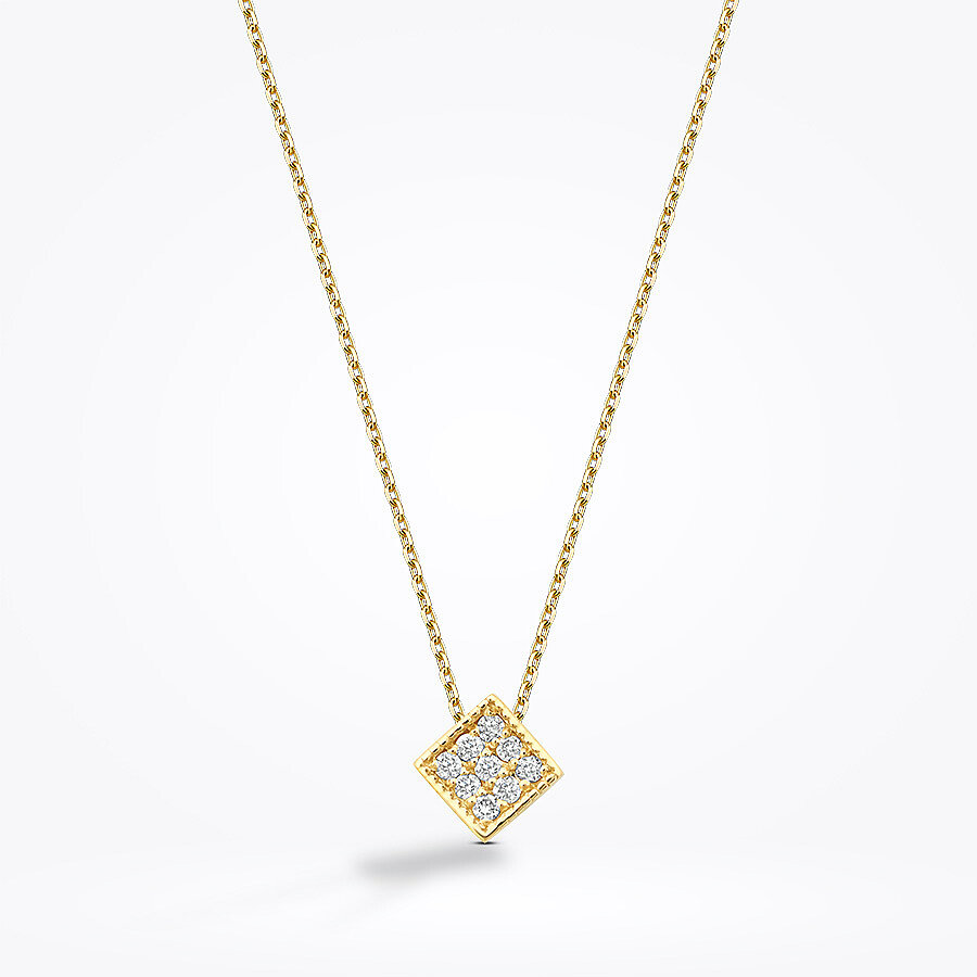 0.05 Karat Pırlanta Yuvarlak Taşlı Geometrik Kolye