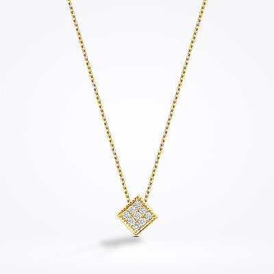 0.05 Karat Pırlanta Yuvarlak Taşlı Geometrik Kolye - 1