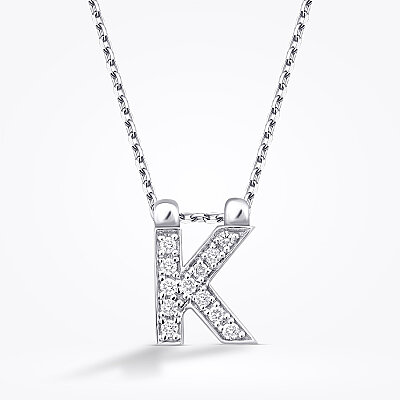 0.06 Karat Pırlanta K Harf Kolye - 2