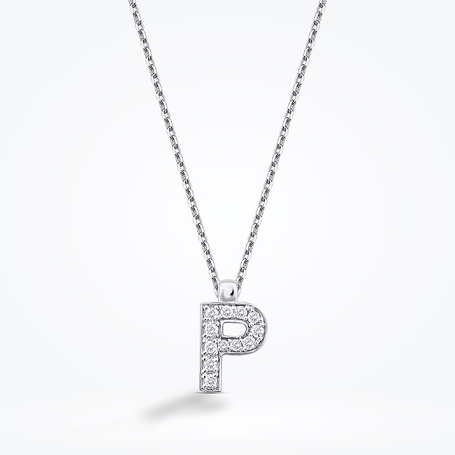 0.06 Karat Pırlanta P Harf Kolye