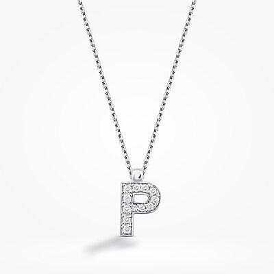 0.06 Karat Pırlanta P Harf Kolye - 1