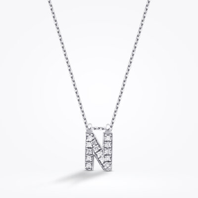 0.07 Karat Pırlanta N Harf Kolye - 1