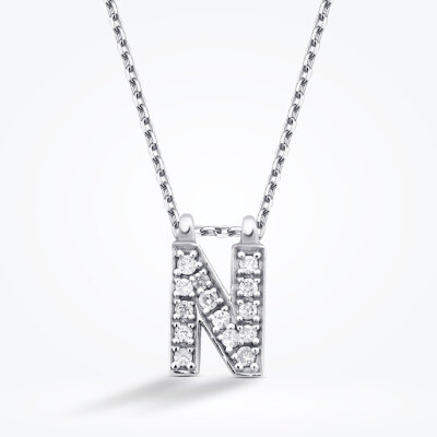 0.07 Karat Pırlanta N Harf Kolye - 2