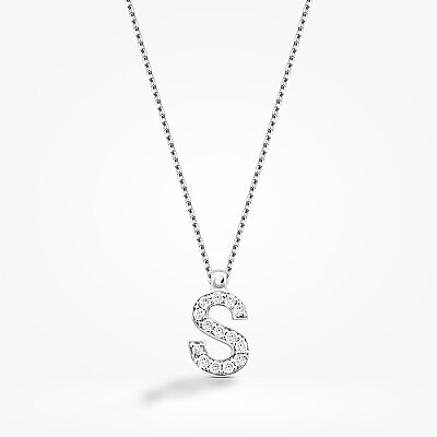0.08 Karat Pırlanta S Harf Kolye - 1