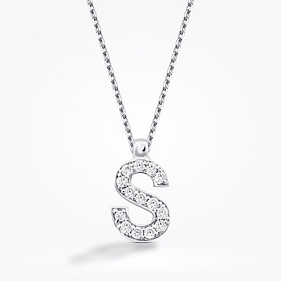 0.08 Karat Pırlanta S Harf Kolye - 2