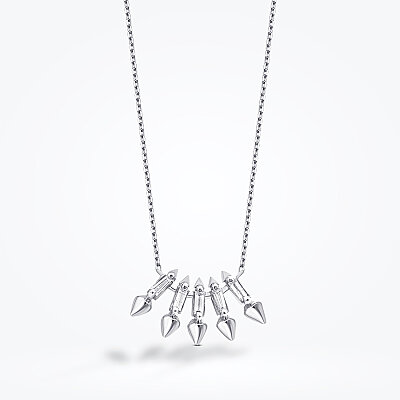 0.10 Karat Pırlanta Bagetli Trend Kolye - 2