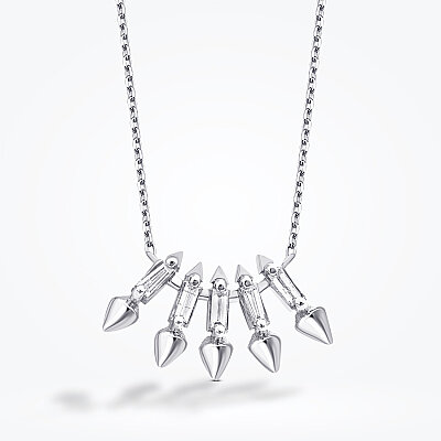 0.10 Karat Pırlanta Bagetli Trend Kolye 