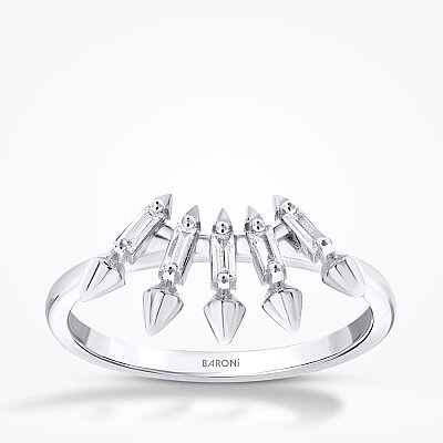 0.10 Karat Pırlanta Bagetli Trend Yüzük - 1