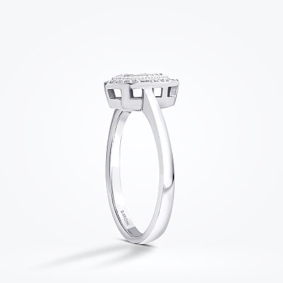 0.17 Karat Pırlanta Baget Taşlı Damla Trend Yüzük - 2