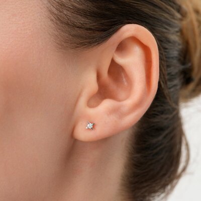 0.20 Karat Pırlanta Tektaş Küpe - 3