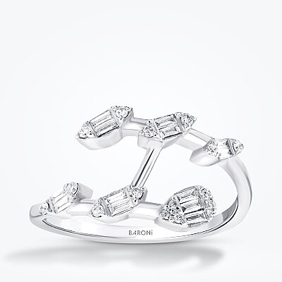 0.21 Karat Pırlanta Baget Taşlı Trend Yüzük - 1