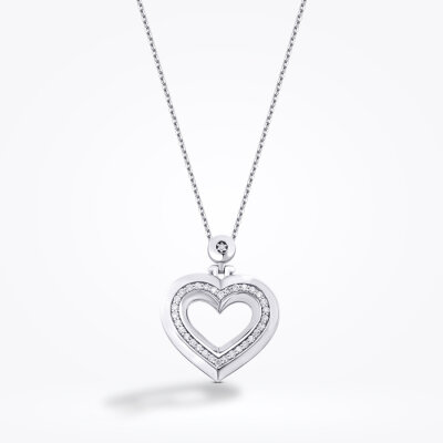 0.25 Karat Pırlanta Yuvarlak Taşlı Kalp Trend Kolye - 1