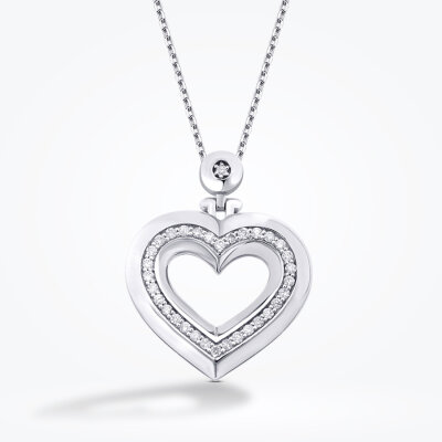 0.25 Karat Pırlanta Yuvarlak Taşlı Kalp Trend Kolye - 2