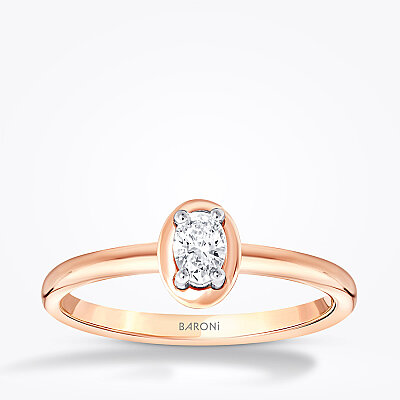 0.26 Karat Pırlanta Oval Tektaş Yüzük - 1