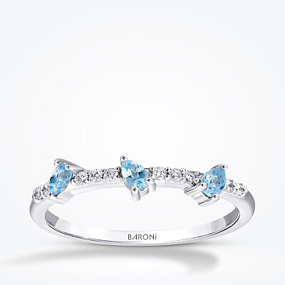 0.28 Karat Pırlanta Blue Topaz Yüzük - Baroni Diamond