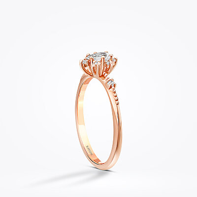 0.28 Karat Pırlanta Damla Lotus Yüzük - 2