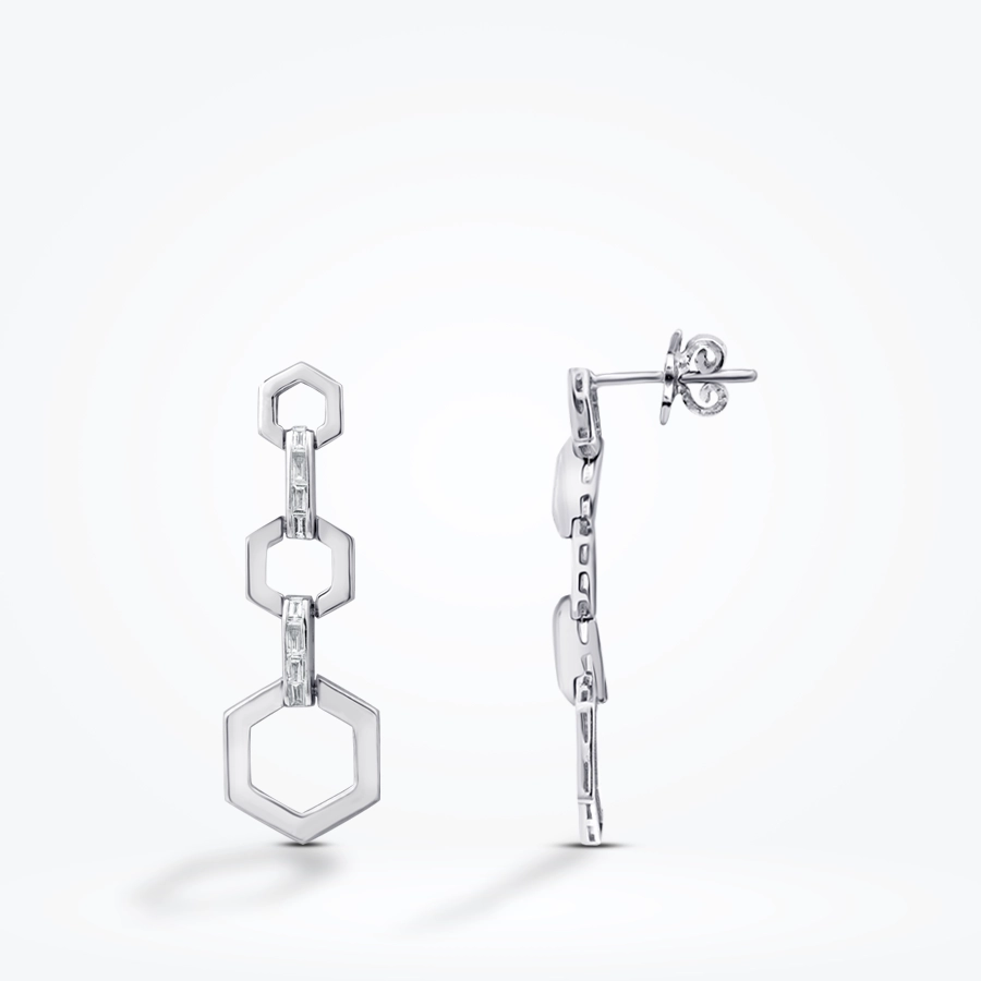 0.29 Karat Pırlanta Baget Küpe - 1