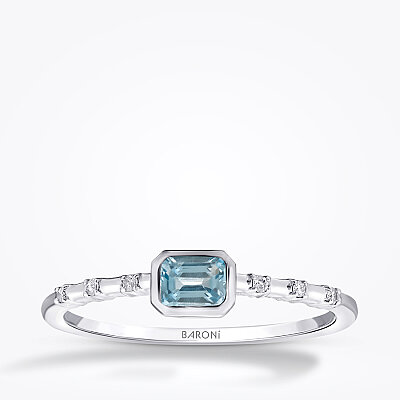 0.29 Karat Pırlanta Blue Topaz Yüzük - 1