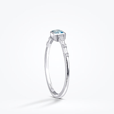 0.29 Karat Pırlanta Blue Topaz Yüzük - 2