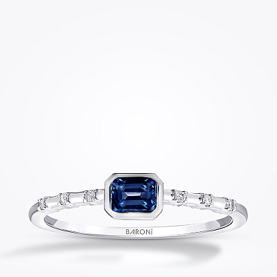 0.29 Karat Pırlanta Safir Yüzük - 1