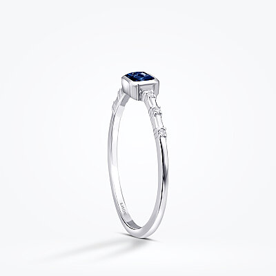 0.29 Karat Pırlanta Safir Yüzük - 2