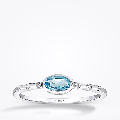 0.30 Karat Pırlanta Blue Topaz Yüzük - 1
