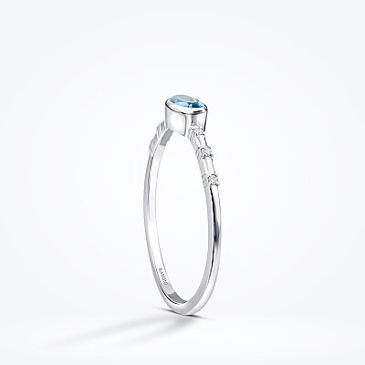 0.30 Karat Pırlanta Blue Topaz Yüzük - 2