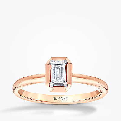 0.30 Karat Pırlanta Emerald Tektaş Yüzük - 1
