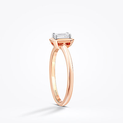 0.30 Karat Pırlanta Emerald Tektaş Yüzük - 2