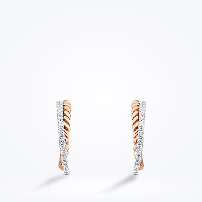 0.30 Karat Pırlanta İki Renkli Trend Küpe - 2