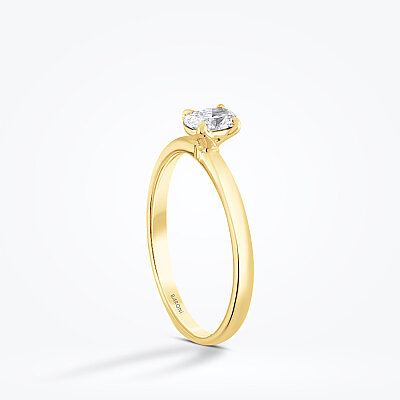 0.30 Karat Pırlanta Oval Tektaş Yüzük - 2