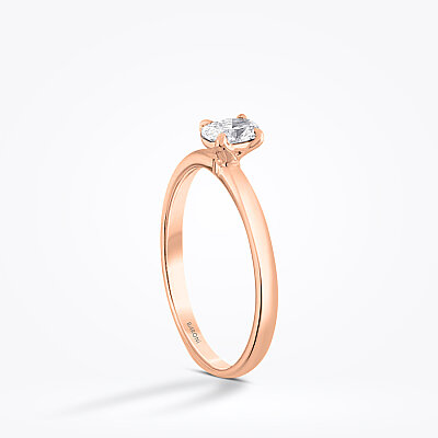 0.30 Karat Pırlanta Oval Tektaş Yüzük - 2