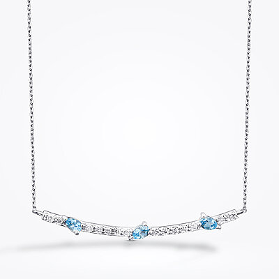 0.32 Karat Pırlanta Blue Topaz Kolye - Baroni Diamond