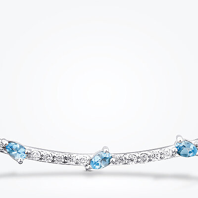 0.32 Karat Pırlanta Blue Topaz Kolye - 2
