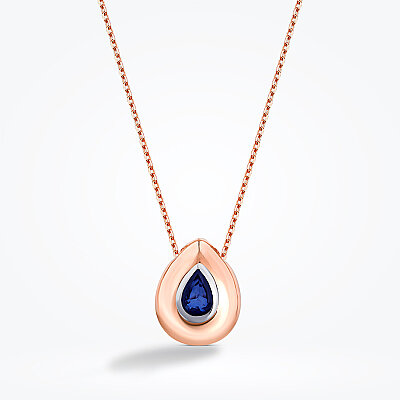 0.34 Karat Damla Safir Kolye - 1