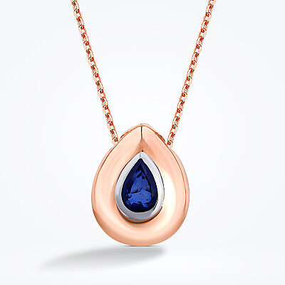 0.34 Karat Damla Safir Kolye - 2