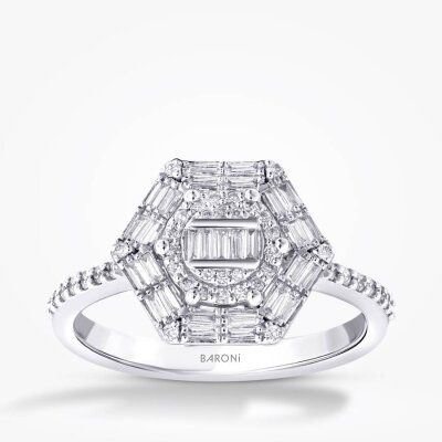 0.34 Karat Pırlanta Baget Yüzük - 1