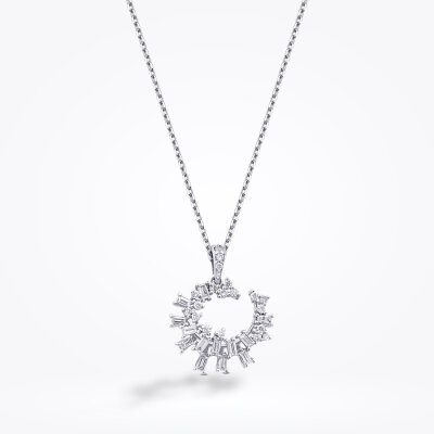 0.34 Karat Pırlanta Trend Baget Kolye - 1