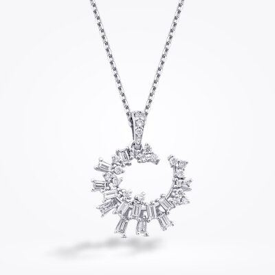 0.34 Karat Pırlanta Trend Baget Kolye - 2