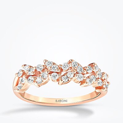 0.35 Karat Pırlanta Çift Sıralı Trend Yüzük - 1