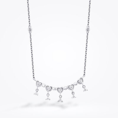 0.39 Karat Pırlanta Çoklu Kalp Kolye - 1