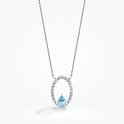 0.40 Karat Pırlanta Blue Topaz Kolye - Baroni Diamond