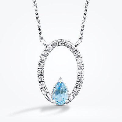 0.40 Karat Pırlanta Blue Topaz Kolye - 2