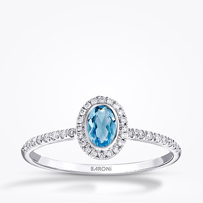 0.40 Karat Pırlanta Blue Topaz Yüzük - 1