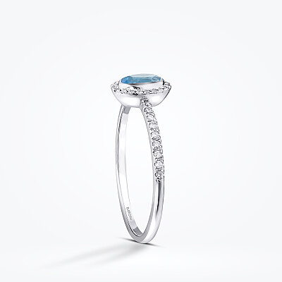 0.40 Karat Pırlanta Blue Topaz Yüzük - 2