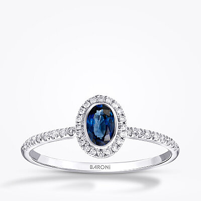 0.40 Karat Pırlanta Safir Yüzük - 1