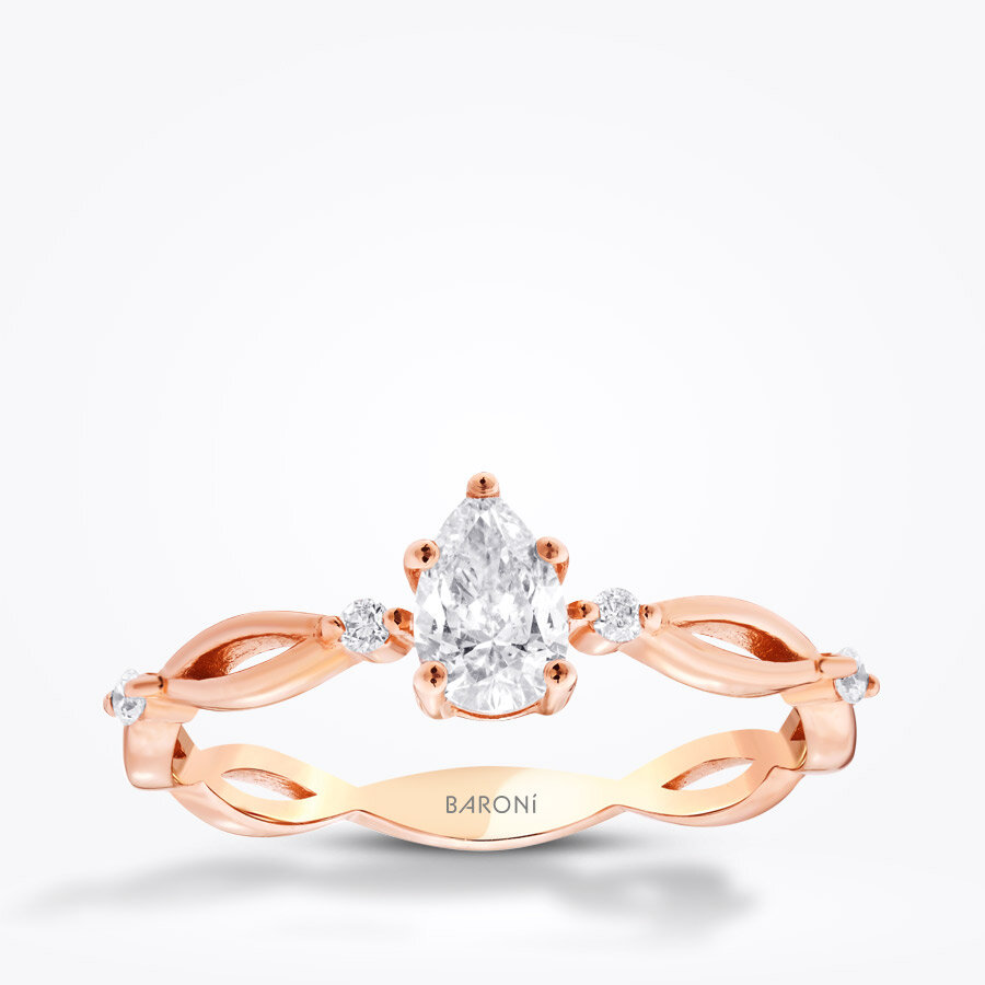 0.44 Karat Pırlanta Damla Tektaş Yüzük - Baroni Diamond