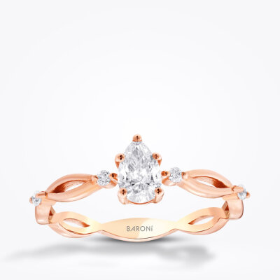 0.44 Karat Pırlanta Damla Tektaş Yüzük - 1